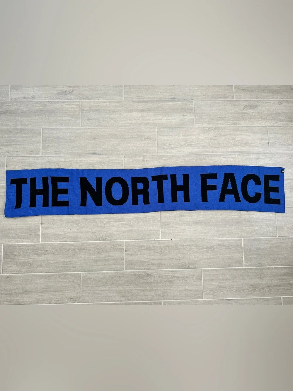 The North Face Unisex Logo Fleece Scarf Blue Black Letters One Size